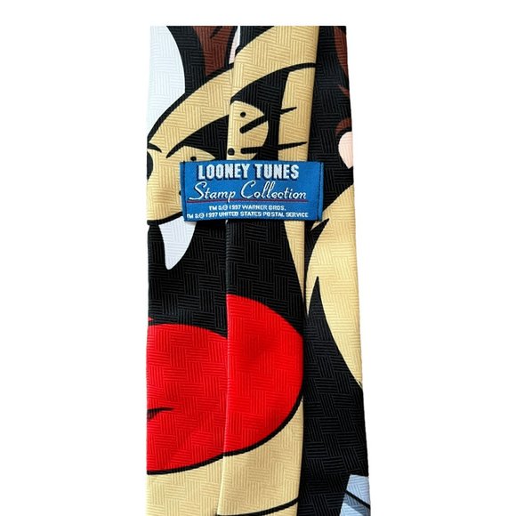 Vintage TAZ Looney Tunes Necktie Retro Stamp Collection 1997 - Picture 6 of 6
